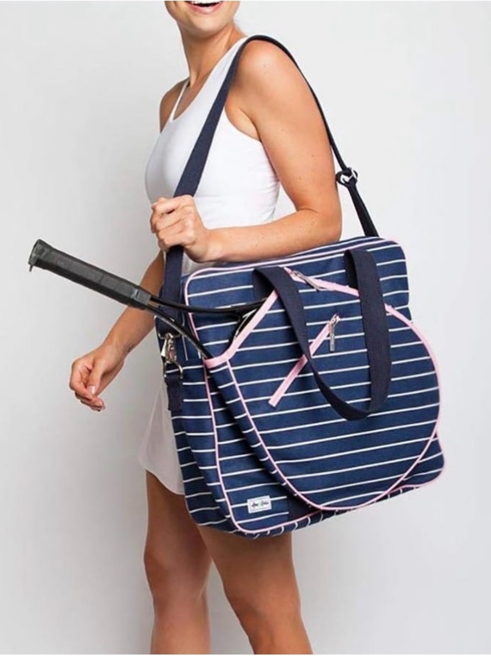 Navy Striped Tennis Tote (Quinn)